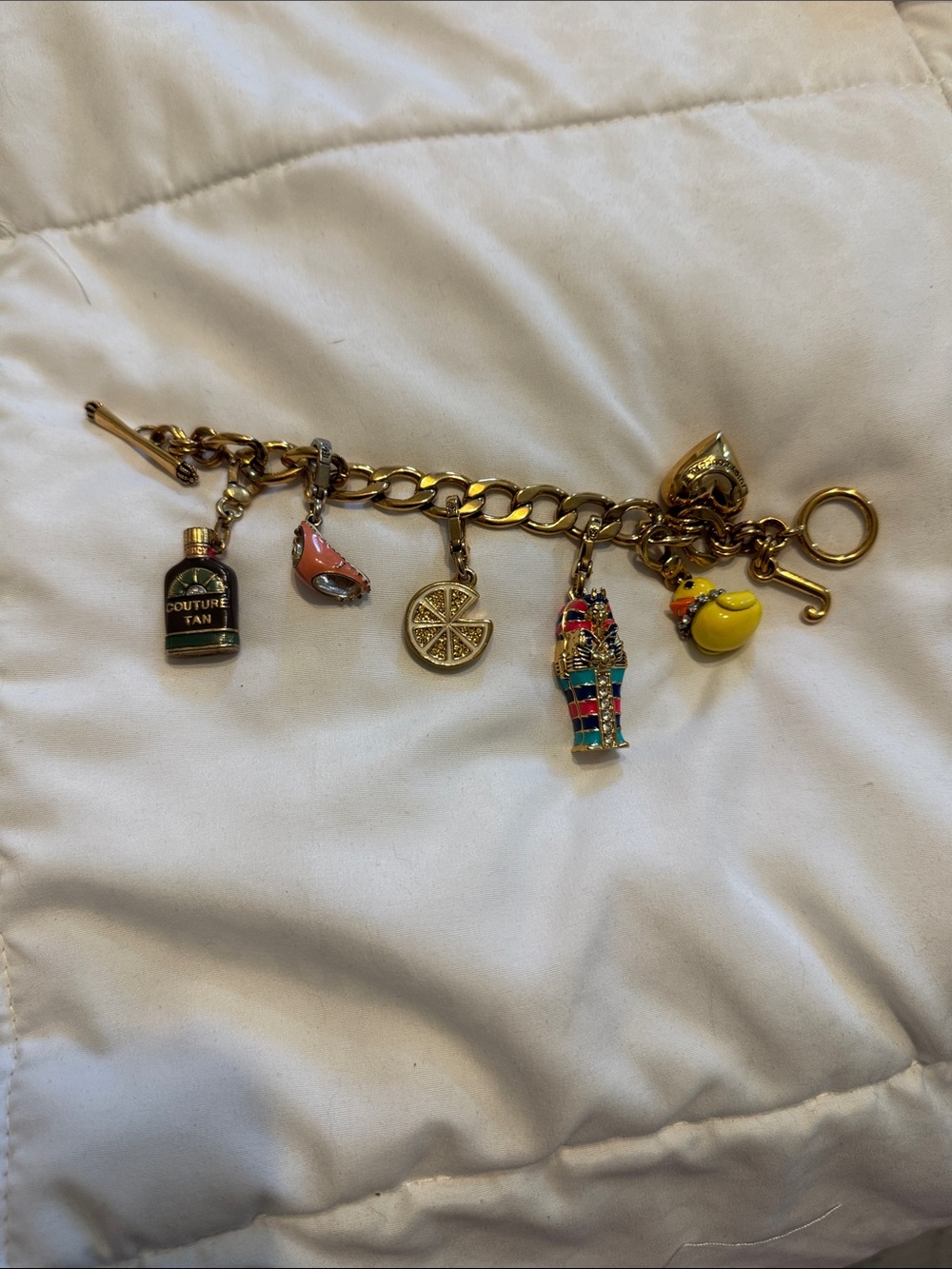Juicy Couture Gold-Tone Charm Bracelet with Multicolor Enamel Accents